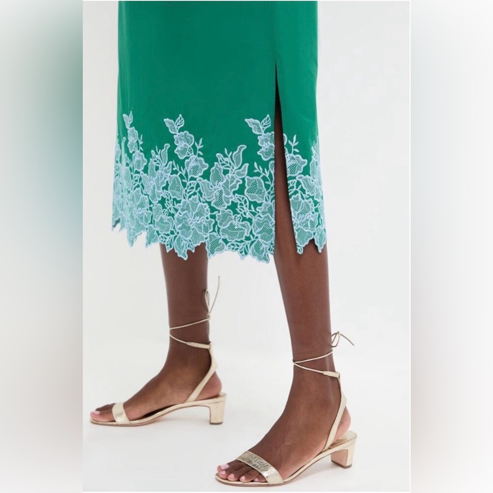 HYACINTH HOUSE Green & Baby Blue Embroidery Eliza Midi Dress
Size S. NWT - Picture 5 of 7